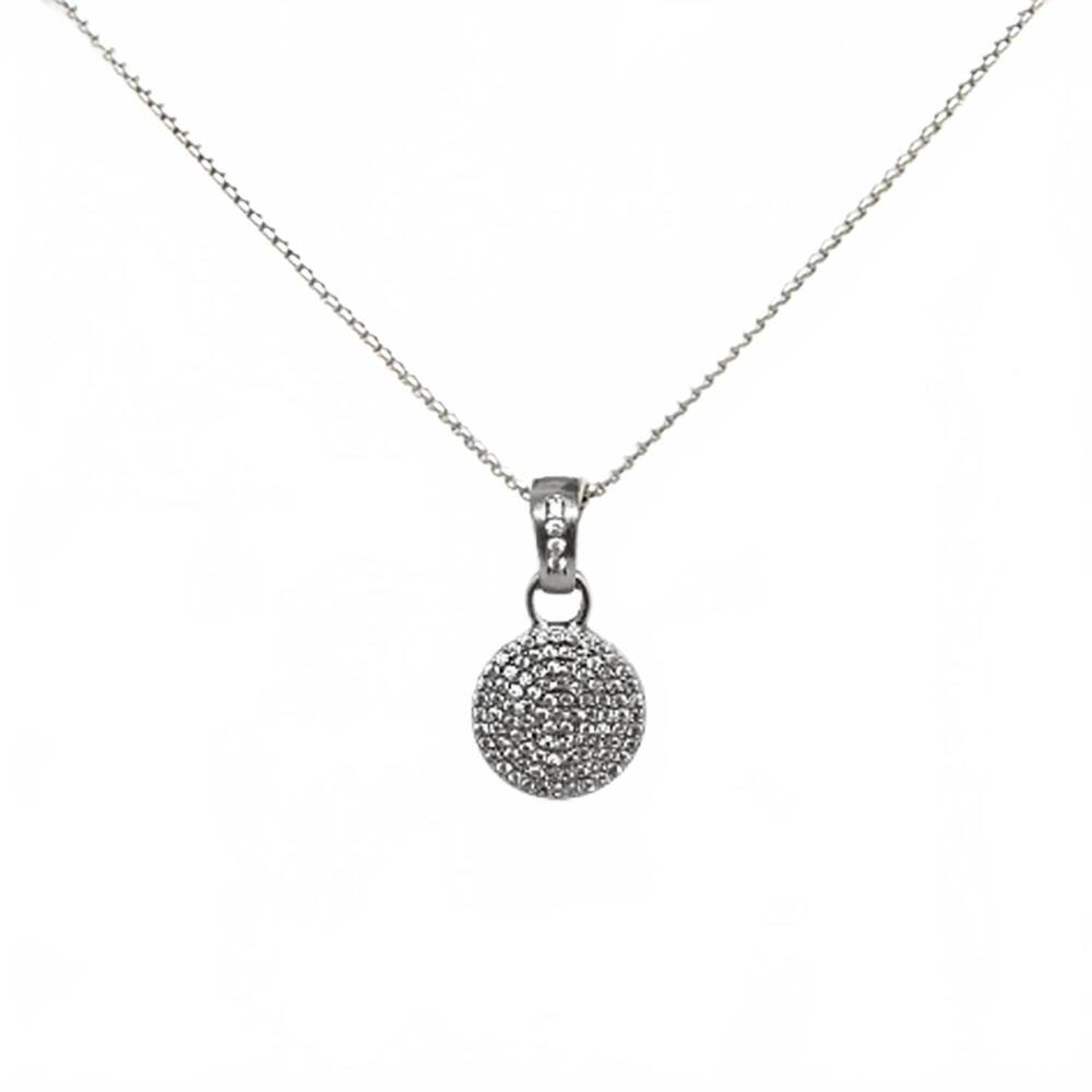 NEW TAT2 DESIGNS women's pave disc necklace in vintage silver